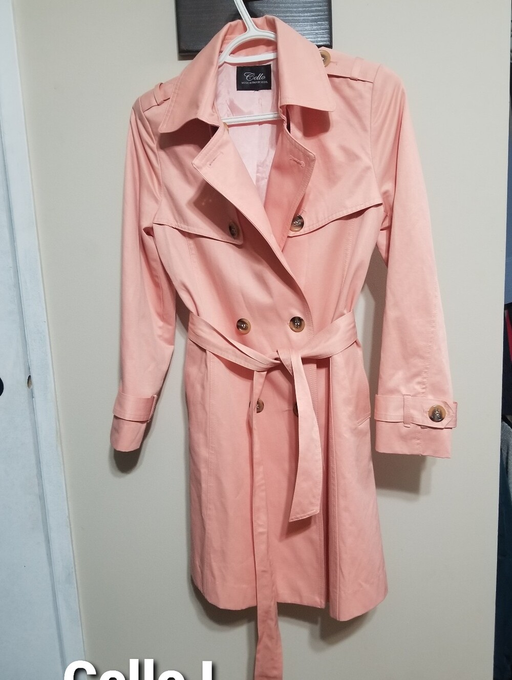 Cello Coat Coral Jacket Italian Large Elegant Trench